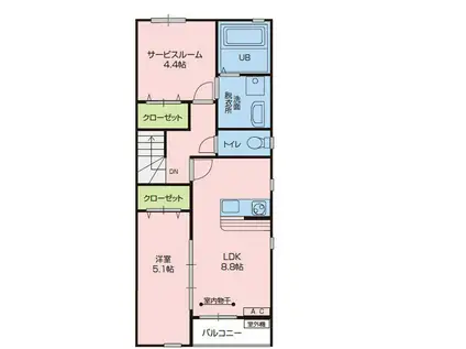 クレスト矢巾(1SLDK/2階)の間取り写真