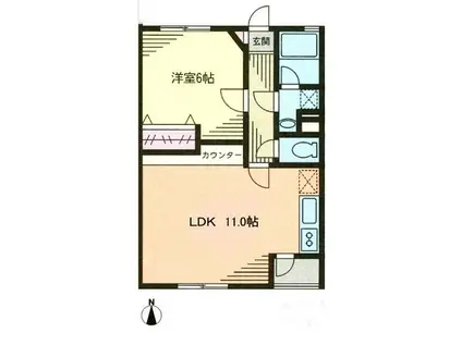 ネオデジャヴ(1LDK/1階)の間取り写真