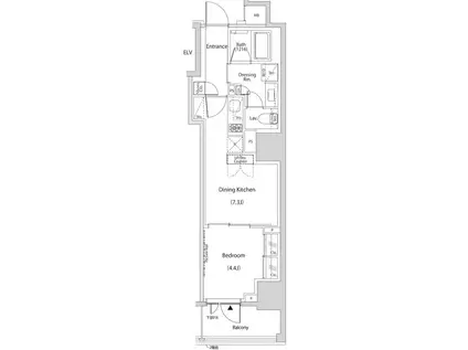 ザ・パークハビオ新中野(1DK/4階)の間取り写真