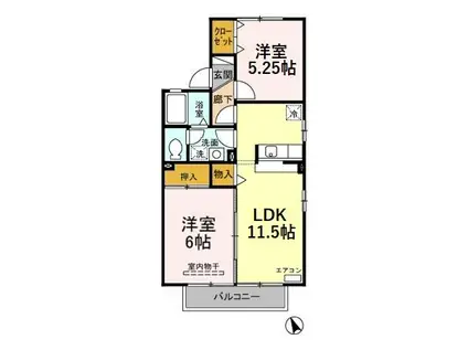 スウィートグラス B(2LDK/1階)の間取り写真
