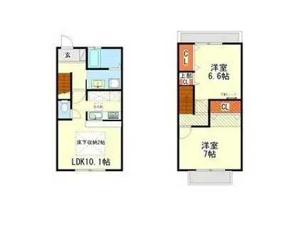 ポポラーレ幸(2LDK/1階)の間取り写真