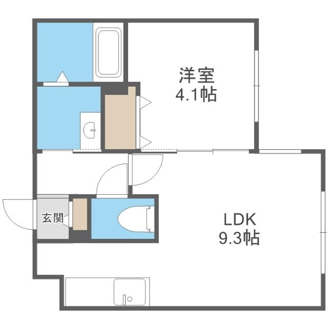 LIEN F・VILLAGE(1LDK/1階)の間取り写真