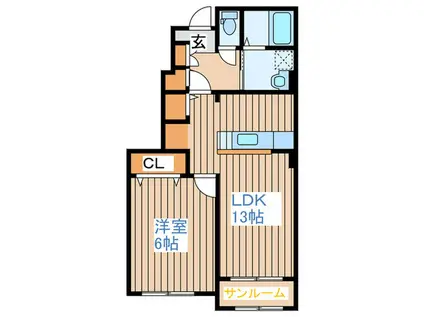 グレイス・メゾンII(1LDK/1階)の間取り写真