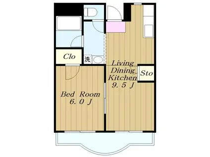 グリーンプラザ御園III(1LDK/2階)の間取り写真