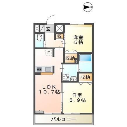 MAISON LUMIERE(2LDK/2階)の間取り写真