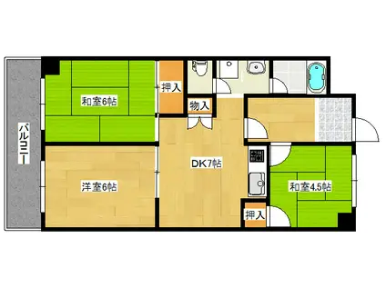 エメラルド長居(3DK/4階)の間取り写真