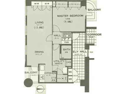 アポロホールルナハウス(1LDK/2階)の間取り写真