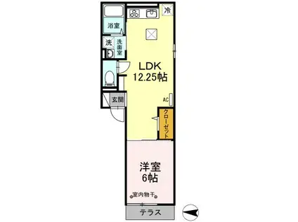 D-ROOM M(1LDK/1階)の間取り写真