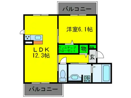 ラ・グラシューズ A棟(1LDK/1階)の間取り写真