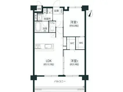 警固ビューアパートメント(2LDK/3階)の間取り写真