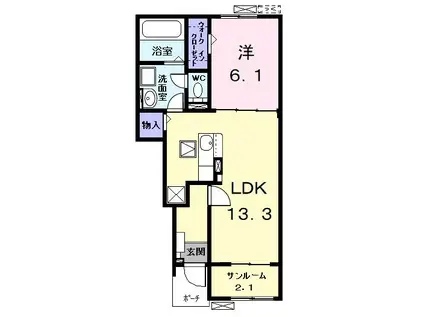 クラヴィーアI(1LDK/1階)の間取り写真