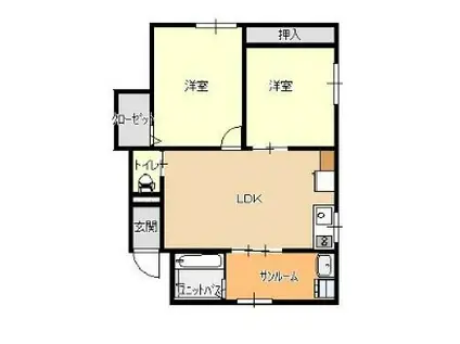 ファミールカーサ平下II(2LDK/2階)の間取り写真