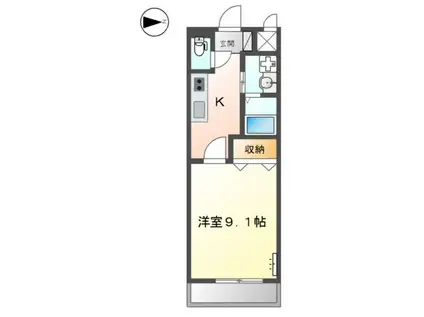 ウエストゲート(1K/1階)の間取り写真