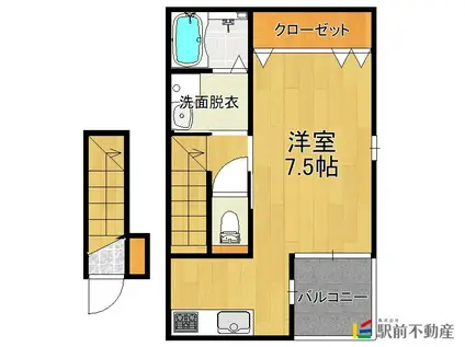 インターヒルズ鳥栖 C棟(1K/2階)の間取り写真