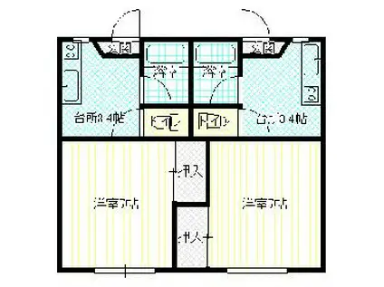 パインハウス(1K/1階)の間取り写真