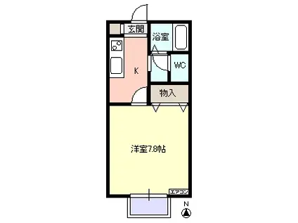 ベルジュ プラード(1K/1階)の間取り写真