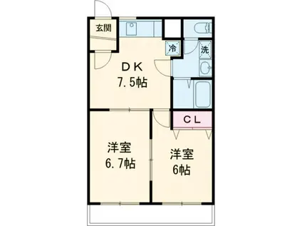 NI-CHE(2DK/3階)の間取り写真