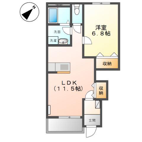 メイプル(1LDK/1階)の間取り写真