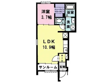 トゥインクル(1LDK/1階)の間取り写真