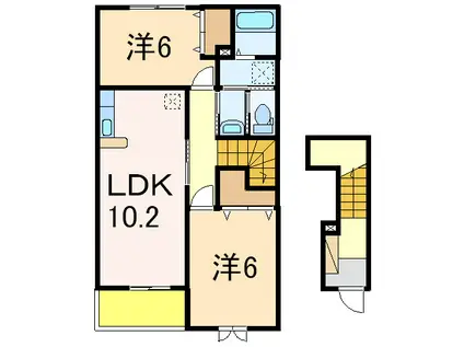 ブライトユニゾンA(2LDK/2階)の間取り写真