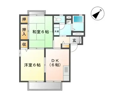セーミリエスG(2DK/2階)の間取り写真
