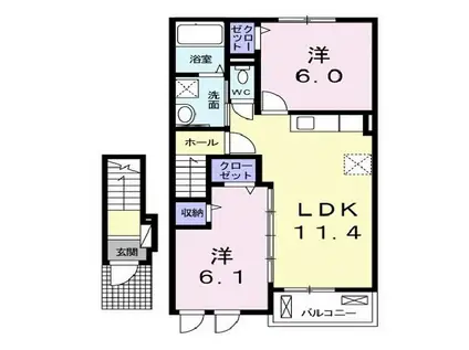 シエル ブルー(2LDK/2階)の間取り写真