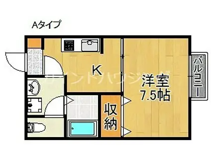 シェルズレイク日根野A・B・C棟(ワンルーム/1階)の間取り写真