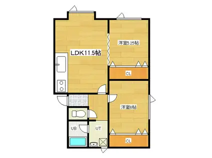 ROBINSONせの(2LDK/1階)の間取り写真