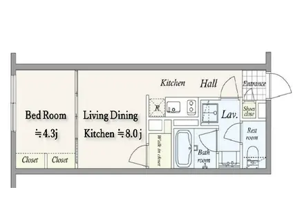 PRIMAL上野黒門町(1LDK/3階)の間取り写真