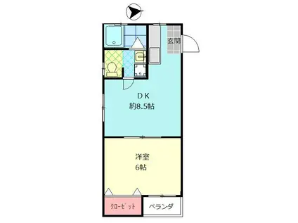 メゾン舞鶴(1DK/1階)の間取り写真