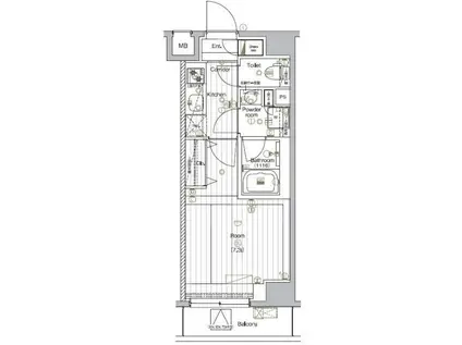 プレミアムキューブジー北新宿(1K/7階)の間取り写真