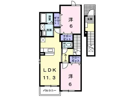 コントラーダA(2LDK/2階)の間取り写真