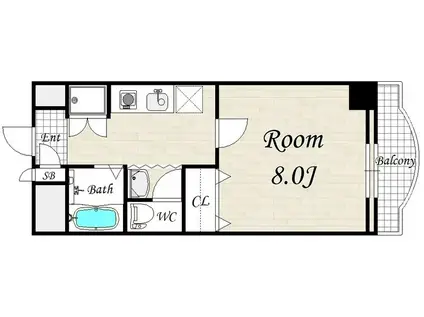 ブランコート豊中(1K/7階)の間取り写真