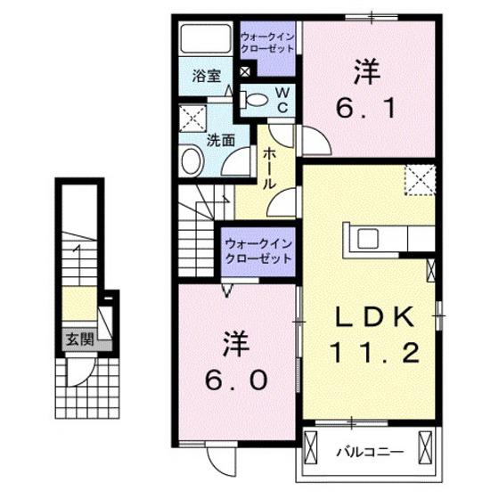 サウスエイト(2LDK/2階)の間取り写真