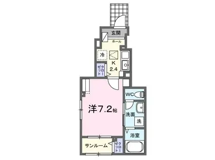 サニーサイド(1K/1階)の間取り写真