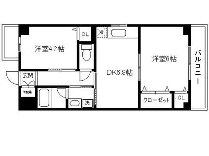 ストークコート(2DK/4階)の間取り写真