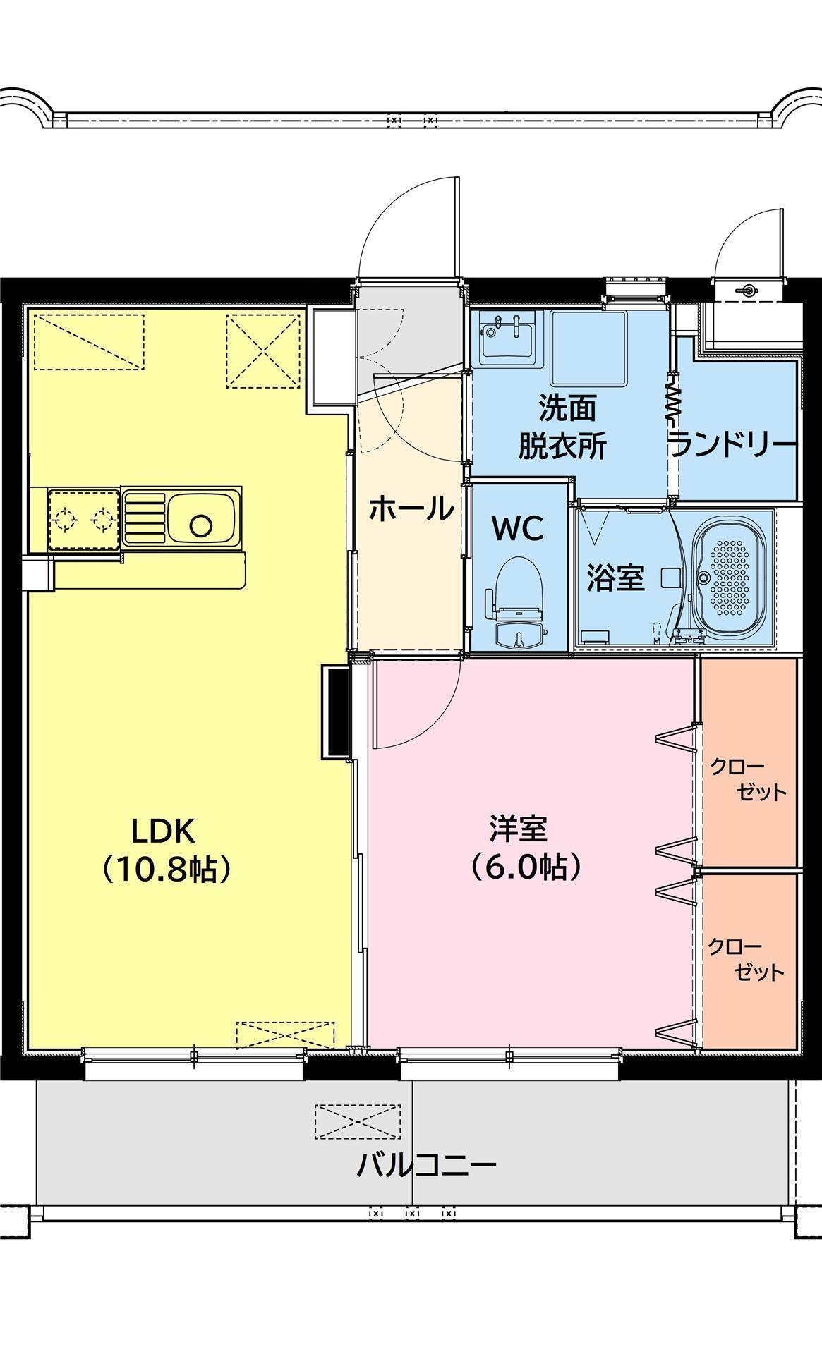 ユーミー高洲(1LDK/2階)の間取り写真