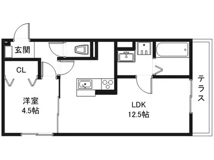 アリア守山(1LDK/1階)の間取り写真
