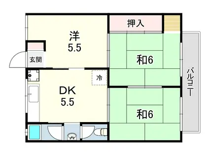 グリーンマンションⅠ(3DK/4階)の間取り写真