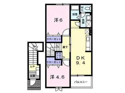 エクセランフルール(2DK/2階)の間取り写真