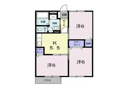 ジョイフルにしむらA(3K/1階)の間取り写真