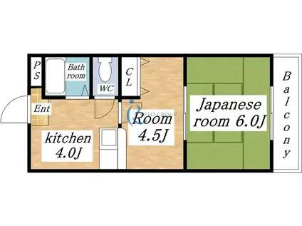 キッポー平野加美(2DK/1階)の間取り写真