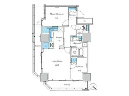 パークアクシス滝野川ラ ブリーズ(2LDK/11階)の間取り写真