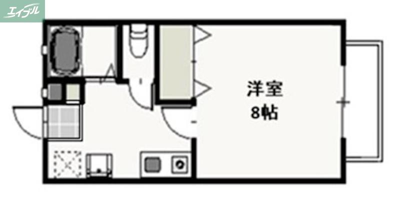 ライフベルクB(1K/2階)の間取り写真