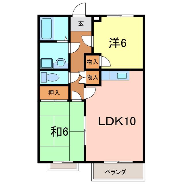 藤パープル(2LDK/1階)の間取り写真