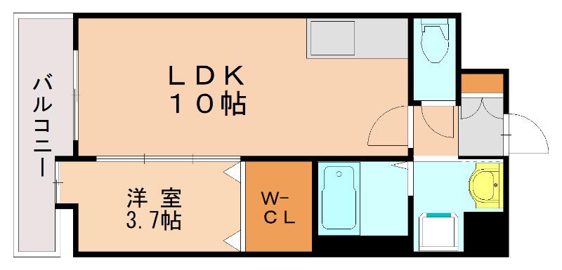 ルッシェ竹下駅前(1LDK/3階)の間取り写真