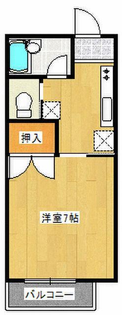 ジュネス船尾(1K/2階)の間取り写真
