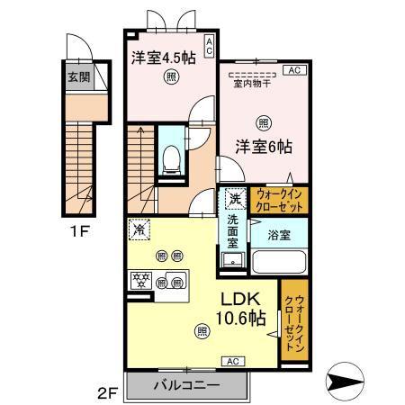 エトワリア(2LDK/2階)の間取り写真