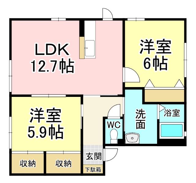 アコール  II棟(2LDK/1階)の間取り写真