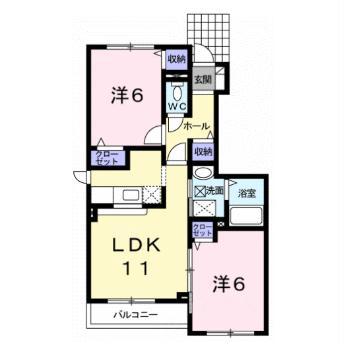 メゾンKT3号館(2LDK/1階)の間取り写真